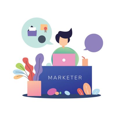 marketer-media-social-flat-illustration-free-vector